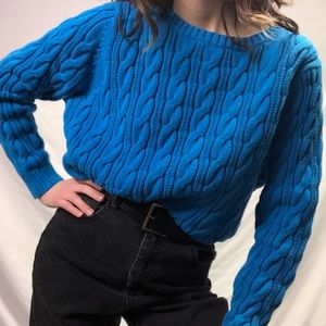 Chunky Cotton Heavy Knit Blue Y2K Sweater